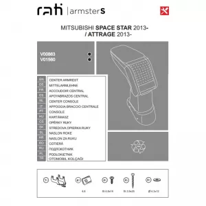 Armrest Armster S suitable for Mitsubishi Attrage (+Metal Bracket) 2013+ Black Color-image-6305958