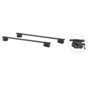Roof Bars Steel Universal 125cm Railing System Set With Fixing Kit Black 28006 2 Pieces-image-6306074