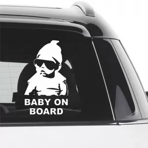 Sticker "Baby On Board" White 18x10cm 1 Piece