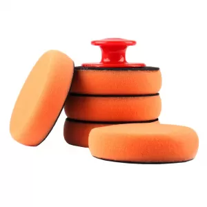 Polishing Sponges with Handle 10cm Set of 6 Pieces Orange Color-image-6306202