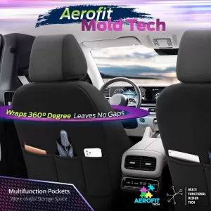 Seat Covers Otom Carbon Design Universal Jacquard / Rachel / Artificial Leather Front / Rear Set 11 Pieces Black - Grey CRB-3401-image-6306235