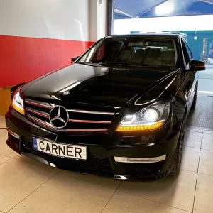 Headlights Set Suitable for Mercedes-Benz C-Class W204 11-14 DRL & Led Signal Black H7 With Motor-image-6306389
