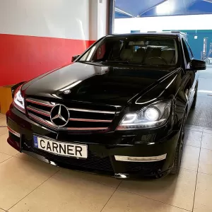 Headlights Set Suitable for Mercedes-Benz C-Class W204 11-14 DRL & Led Signal Black H7 With Motor-image-6306390