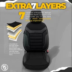 Seat Covers Otom Individual Design Universal Jacquard / Rachel / Artificial Leather Front / Rear Set 11 Pieces Black With Grey Stitch IND-202-image-6306521