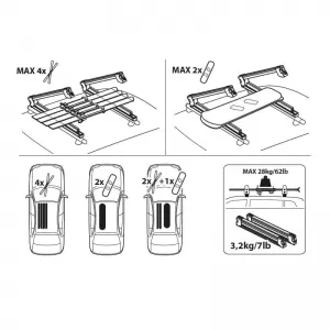 Ski / Snowboard Roof Racks Aluminium Menabo Yelo 4 (4 Pairs Ski or 2 Snowboards) 2 Pcs-image-6307067