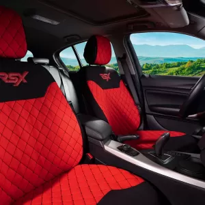 Semi Front Seat Covers suitable for Otom RSX Sport Fabric Embroidered Red / Black RSXL-104 2 Pieces-image-6307618