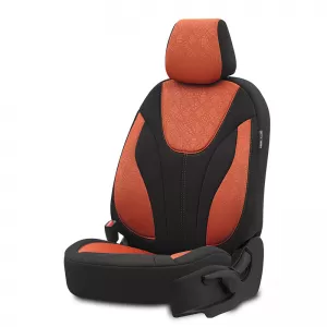 Seat Covers Otom Ruby Design Universal Cotton Rachel Front / Rear Set 11 Pieces Black / Terracota RBY-1204-image-6307631