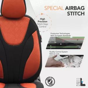 Seat Covers Otom Ruby Design Universal Cotton Rachel Front / Rear Set 11 Pieces Black / Terracota RBY-1204-image-6307633