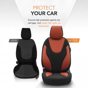 Seat Covers Otom Ruby Design Universal Cotton Rachel Front / Rear Set 11 Pieces Black / Terracota RBY-1204-image-6307635