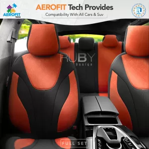 Seat Covers Otom Ruby Design Universal Cotton Rachel Front / Rear Set 11 Pieces Black / Terracota RBY-1204-image-6307639