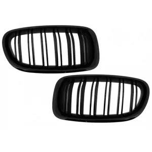 Front Grilles suitable for BMW 5 F10 / F11 / F18 10-16 M4 Look with Double Grille Glossy Black V.2 2 Pcs-image-6308095