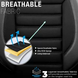 Seat Covers Otom Limited Design Universal Jacquard / Lacost / Artificial Leather Front / Rear Set 11 Pieces Black With Grey Seams LMT-102-image-6308270