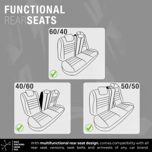 Seat Covers Otom Limited Design Universal Jacquard / Lacost / Artificial Leather Front / Rear Set 11 Pieces Black With Blue Seams LMT-103-image-6308299