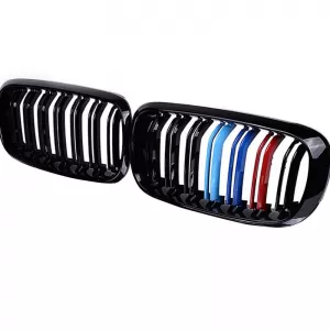 Front Grilles suitable for BMW X5 F15 / X6 F16 13-18 M4 Look with Double Grille Tri-Color Glossy Black 2 Pcs-image-6308305