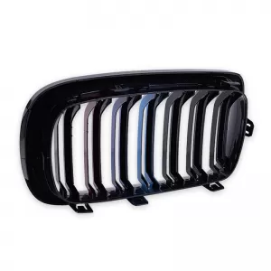 Front Grilles suitable for BMW X5 F15 / X6 F16 13-18 M4 Look with Double Grille Tri-Color Glossy Black 2 Pcs-image-6308309