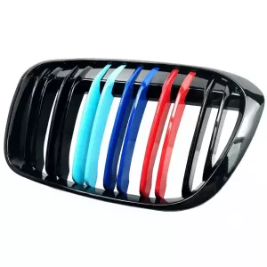 Front Grilles suitable for BMW X1 F48 14-19 M4 Look with Double Grille Tri-Color Glossy Black 2 Pcs-image-6308333