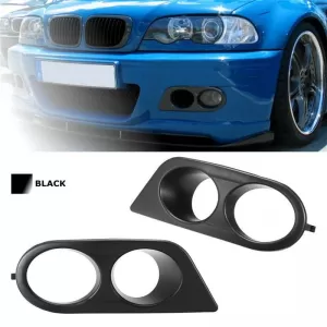Capac de lampă de ceață pentru bara frontală, grilă laterală, potrivit pentru BMW 3 E46 M3 98-05, aspect Hamman, dublu negru, stânga și dreapta, 2 piese, China