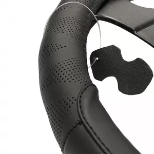 Lenkradbezug aus schwarzem Leder Medium 38cm-image-6308421