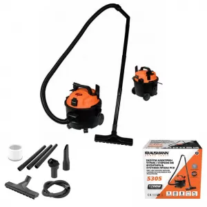 Aspirator umed-uscat potrivit pentru praf și resturi uscate 1200W cu recipient de deșeuri de 15Lt Krausmann 5305