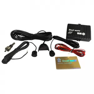 Parking System PDC with 2 Sensors 18mm Piano Black with LED Display Steel Mate PTS200F-image-6309021
