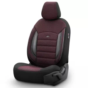 Seat Covers Otom Sport Plus Design Universal Cotton / Rachel / Artificial Leather Front / Rear Set 11 Pieces Dark Red SPTPLS-103-image-6309239