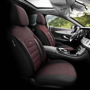 Seat Covers Otom Sport Plus Design Universal Cotton / Rachel / Artificial Leather Front / Rear Set 11 Pieces Dark Red SPTPLS-103-image-6309247