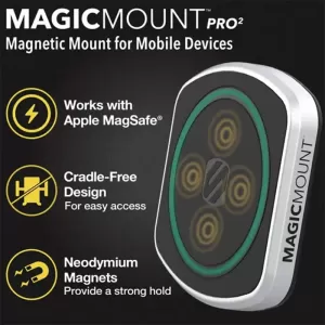 Magnetic Window Dash Mount with Interchangeable Silver Trim and 2 Magic Plates Scosche MP2WD-XTSP