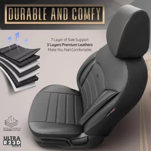 Seat Covers Otom Inspire Design Universal Full Artificial Leather Front / Rear Set 11 Pieces Black INS-3501-image-6310021