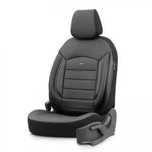 Seat Covers Otom Inspire Design Universal Full Artificial Leather Front / Rear Set 11 Pieces Black With Grey Stitch INS-3502-image-6310036