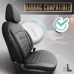 Seat Covers Otom Inspire Design Universal Full Artificial Leather Front / Rear Set 11 Pieces Black With Grey Stitch INS-3502-image-6310038