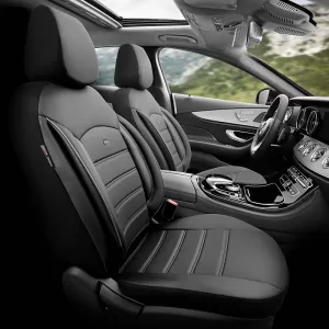 Seat Covers Otom Inspire Design Universal Full Artificial Leather Front / Rear Set 11 Pieces Black With Grey Stitch INS-3502-image-6310039