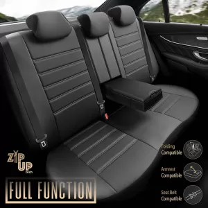 Seat Covers Otom Inspire Design Universal Full Artificial Leather Front / Rear Set 11 Pieces Black With Grey Stitch INS-3502-image-6310042