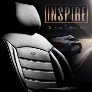 Seat Covers Otom Inspire Design Universal Full Artificial Leather Front / Rear Set 11 Pieces Black With Grey Stitch INS-3502-image-6310043