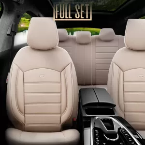 Seat Covers Otom Inspire Design Universal Full Artificial Leather Front / Rear Set 11 Pieces Beige INS-3509-image-6310070
