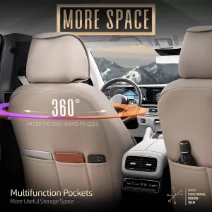 Seat Covers Otom Inspire Design Universal Full Artificial Leather Front / Rear Set 11 Pieces Beige INS-3509-image-6310071