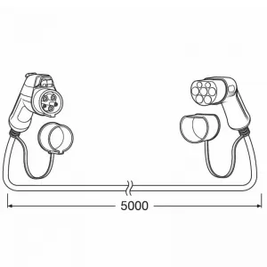 Electric Car Single Phase Charging Station Cable 5 Pin 32Amp 7.2 kWh 5 Meters Type 2 - Type 1 Osram OCC13205-image-6310294