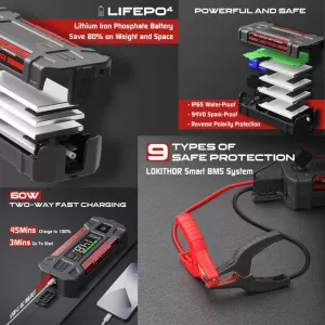 Car Booster, Powerbank, Led Light 3 in 1 Lokithor J1500 12 Volt 1500A-image-6310450
