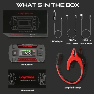Car Booster, Powerbank, Led Light 3 in 1 Lokithor J1500 12 Volt 1500A-image-6310453