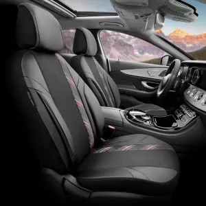 Seat Covers Otom Horizon Universal Jacquard / Rachel / Artificial Leather Front / Rear Set 11 Pieces Black / Red HRZ-1801-image-6310866