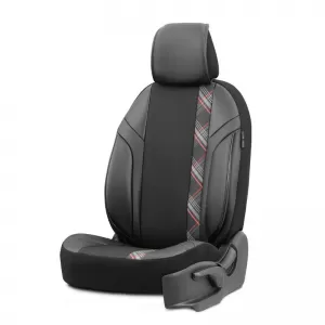 Seat Covers Otom Horizon Universal Jacquard / Rachel / Artificial Leather Front / Rear Set 11 Pieces Black / Red HRZ-1801-image-6310873