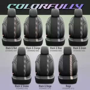 Seat Covers Otom Horizon Universal Jacquard / Rachel / Artificial Leather Front / Rear Set 11 Pieces Black / Red HRZ-1801-image-6310874