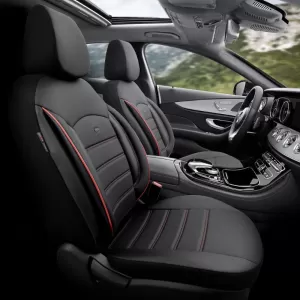 Seat Covers Otom Inspire Design Universal Full Artificial Leather Front / Rear Set 11 Pieces Black With Red Stitch INS-3503-image-6310930