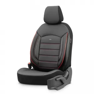 Seat Covers Otom Inspire Design Universal Full Artificial Leather Front / Rear Set 11 Pieces Black With Red Stitch INS-3503-image-6310937