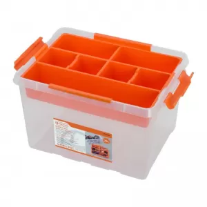 Plastic Storage Box With Cap Transparent 40.4x30.4x25.7cm 22Lt Tactix 320266-image-6311103