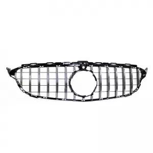 Front Grille suitable for Mercedes-Benz C-Class W205 14-18 GT A Design Panamericana Look 360° With 14 Lines Black/Chrome 1 Pc-image-6311639