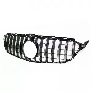 Front Grille suitable for Mercedes-Benz C-Class W205 14-18 GT A Design Panamericana Look 360° With 14 Lines Black/Chrome 1 Pc-image-6311640