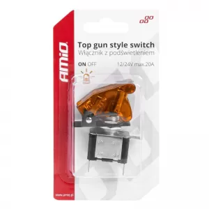 Switch Aircraft Type ON/OFF Led Single 12/24 Volt 20A Illuminated Yellow Amio 03094-image-6311661