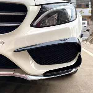 Front Bumper Side Flaps suitable for Mercedes-Benz C-Class W205 14-18 Pre-Facelift With A Design Line Bumper Glossy Black 6 Pieces