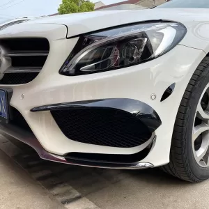 Front Bumper Side Flaps suitable for Mercedes-Benz C-Class W205 14-18 Pre-Facelift With A Design Line Bumper Glossy Black 6 Pieces