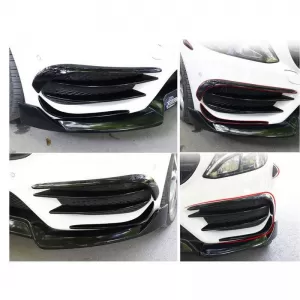 Front Bumper Side Flaps suitable for Mercedes-Benz C-Class W205 14-18 Pre-Facelift With A Design Line Bumper Glossy Black 6 Pieces